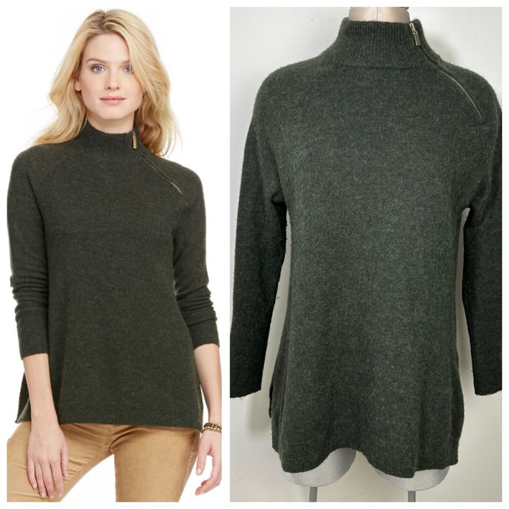 Vineyard Vines Sweater Alpaca Blend Pullover Zipper Neck Poncho Size Medium